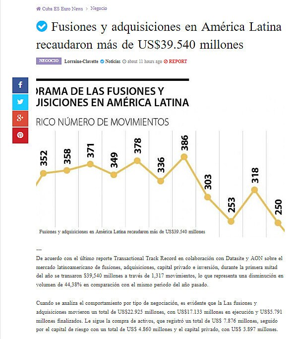 Fusiones y adquisiciones en Amrica Latina recaudaron ms de US$39.540 millones